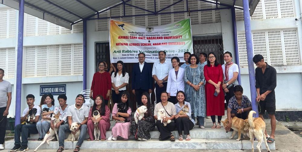 Prof JK Patnaik, VC, NU and others during the anti-rabies vaccination drive.